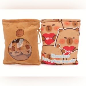 Bag of Hamsters Capybara Zippered Mini Pillow Padded Pouch and 4 Plushies